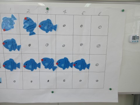 画像④ホワイトボードに貼りつけて使用します。