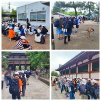 出発式と南大門・東大寺前です。